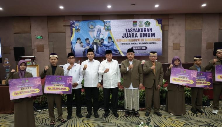 Kabupaten Tangerang Raih Juara Umum MTQ Banten 5 Kali Beruntun, Bupati Maesyal Gelar Tasyakuran dan Pembagian Bonus