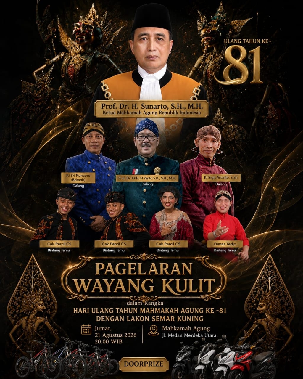 Ada Doorprize dan Kuliner Gratis! Saksikan Pagelaran Wayang Kulit Semalam Suntuk dengan Lakon 'Semar Kuning' di Halaman MA, Cek Tanggalnya!