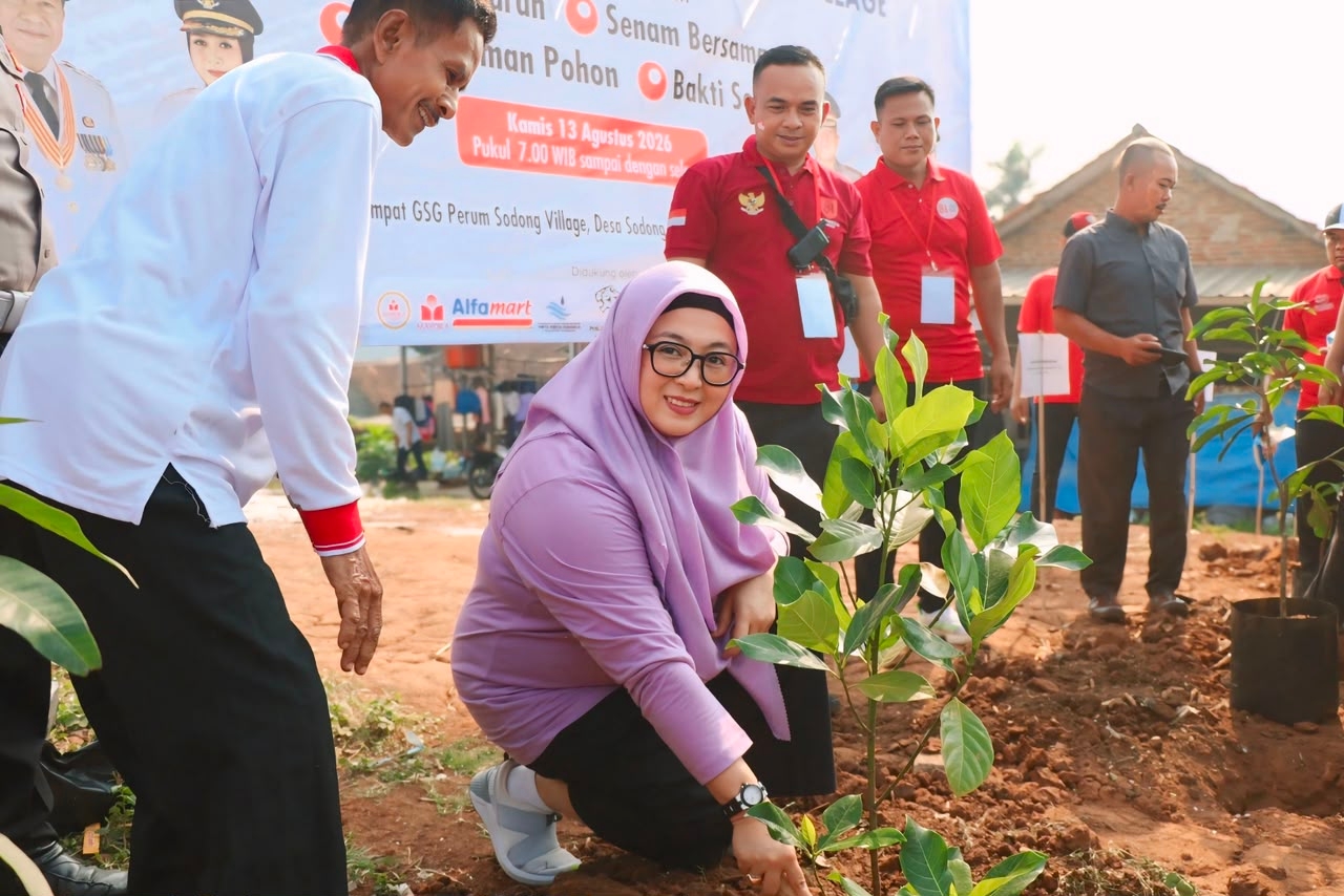 Wabup Intan Resmikan Balai Warga Sodong Village, Bersama JMSI Kabupaten Tangerang Gelar Aksi Sosial hingga Tanam Pohon