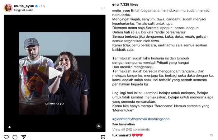 Dinilai Sebagai Lelaki Sempurna, Mutia Ayu Masih Merindukan Glenn Fredly: Seramai atau Seseru Apapun, Dalam Hati Selalu Berkata, 'Andai Bersamamu'.