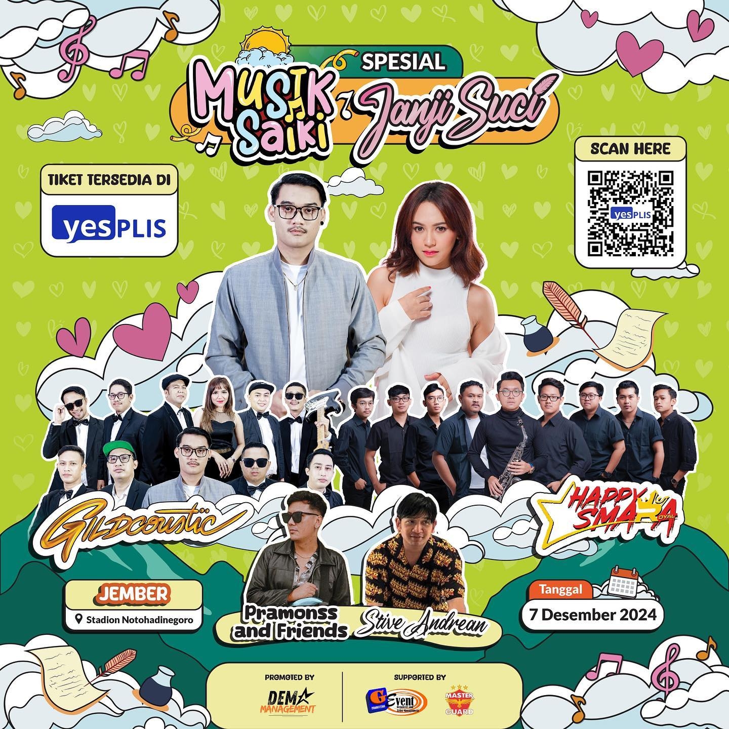 CATAT! Happy Asmara, Gildcoustic hingga Stive Andrea Bakal Konser Musik Saiki Spesial Janji Suci di Jember, Cek Tanggal dan Lokasinya