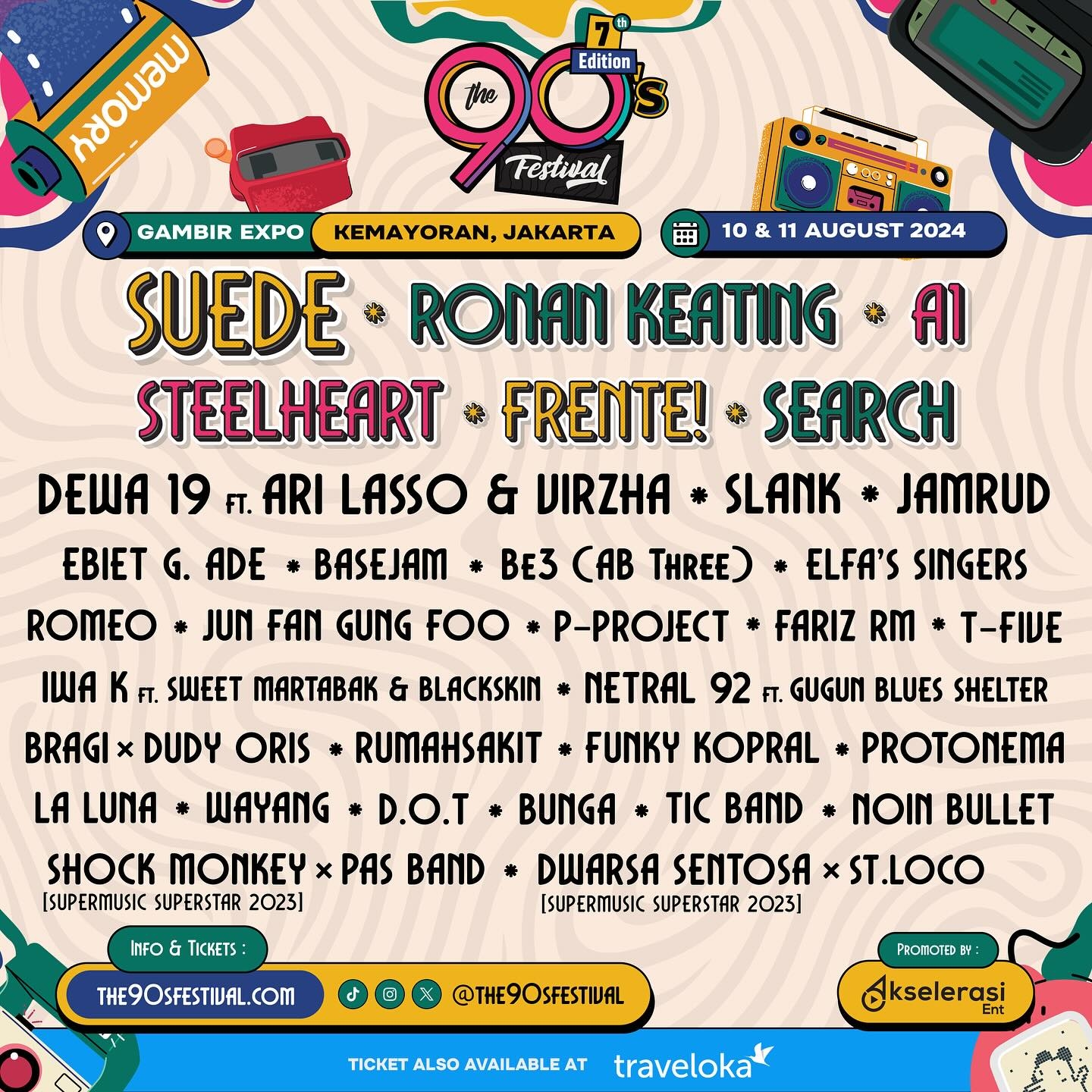 The 90’s Festival Hadir Lagi! Dimeriahkan Oleh Dewa 19, Slank, Jamrud, Ebiet G Ade dan Masih Banyak Lainnya, Catat Tanggalnya