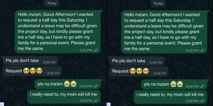 Bikin Ngakak! Wanita 25 Tahun Memohon Izin Cuti Kepada Manager Dengan Alasan Takut Ibu, Netizen: Sangat Lucu