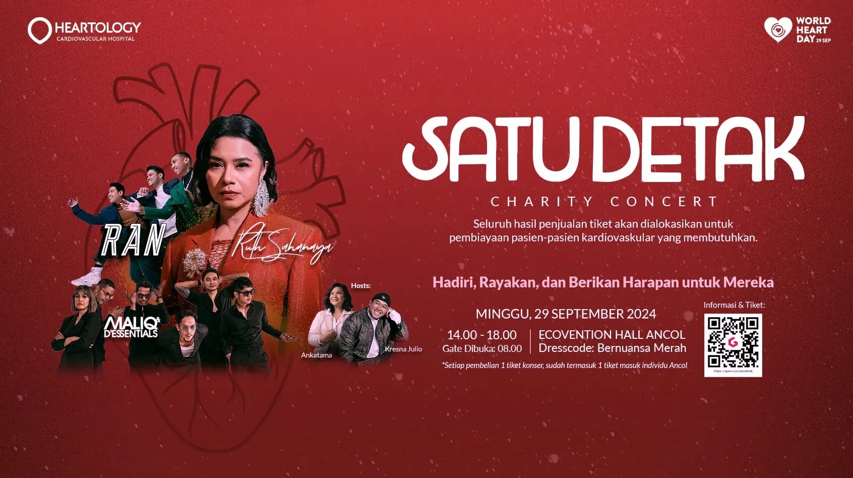 KONSER AMAL DI ANCOL: Satu Detak Charity Concert Bersama Ruth Sahanaya, Maliq & D’Essentials dan RAN, Harga Tiket Mulai Rp 375 Ribu
