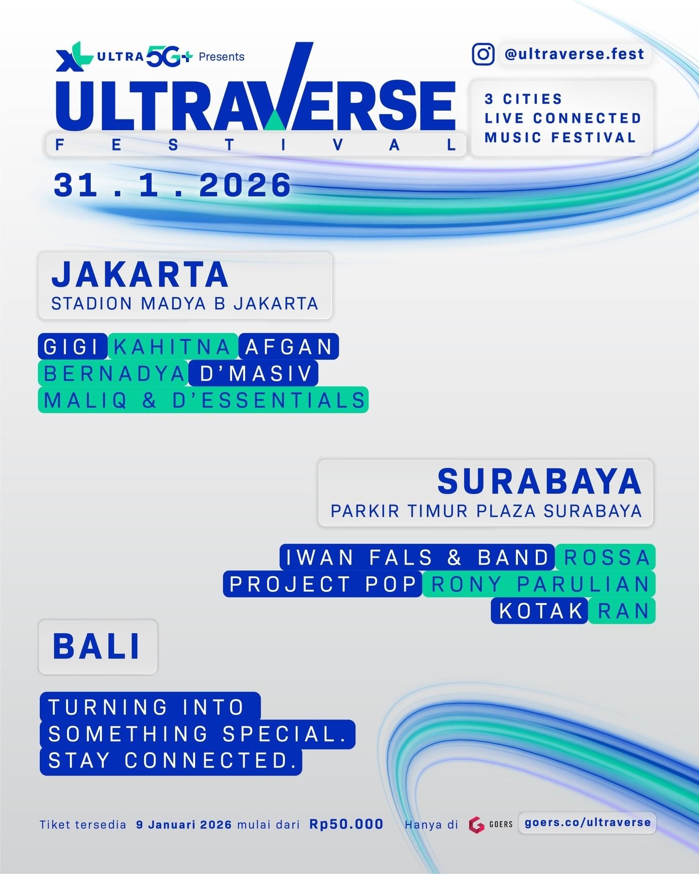 Ultraverse Festival Hadir Serentak di Jakarta, Surabaya dan Bali pada Akhir Januari 2026, Tampilkan Iwan Fals hingga GIGI dan Rossa