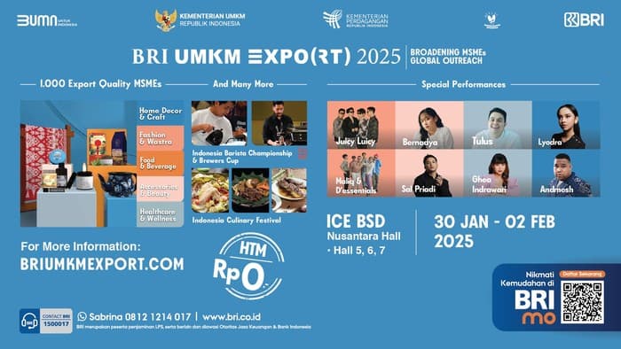 Konser Gratis di ICE BSD City, Jumat 31 Januari: Ada Bernadya dan Sal Pribadi, Berikut Rangkaian Acara Hari Kedua BRI UMKM EXPO(RT) 2025