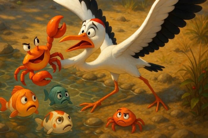 Dongeng Anak: Bangau Jahat VS Kepiting Cerdas