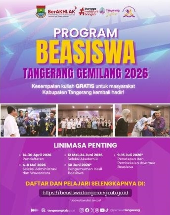 Kabar Gembira! Pendaftaran Beasiswa Tangerang Gemilang 2026 Resmi Dibuka, Targetkan 600 Mahasiswa Penerima, Cek Syarat dan Jadwalnya