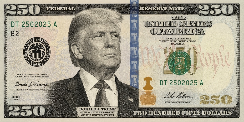 AS Siap Terbitkan Uang Pecahan Baru 250 Dolar Bergambar Donald Trump