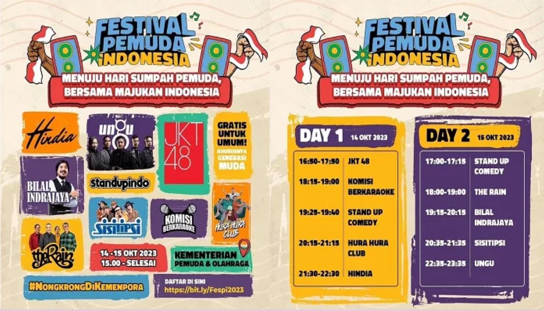 Dimeriahkan Ungu dan The Rain, Ini Rundown Day 2 Festival Pemuda Indonesia