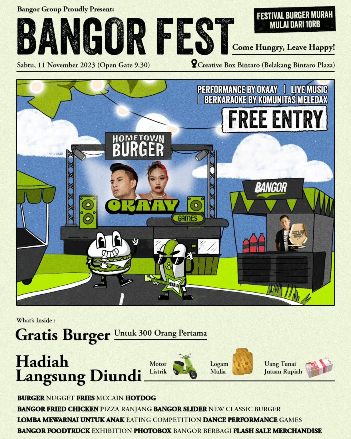 Warga Tangsel Merapat! Besok Ada Promo Burger Murah dan Konser Gratis OKAAY di Bintaro, Di Sini Tempatnya