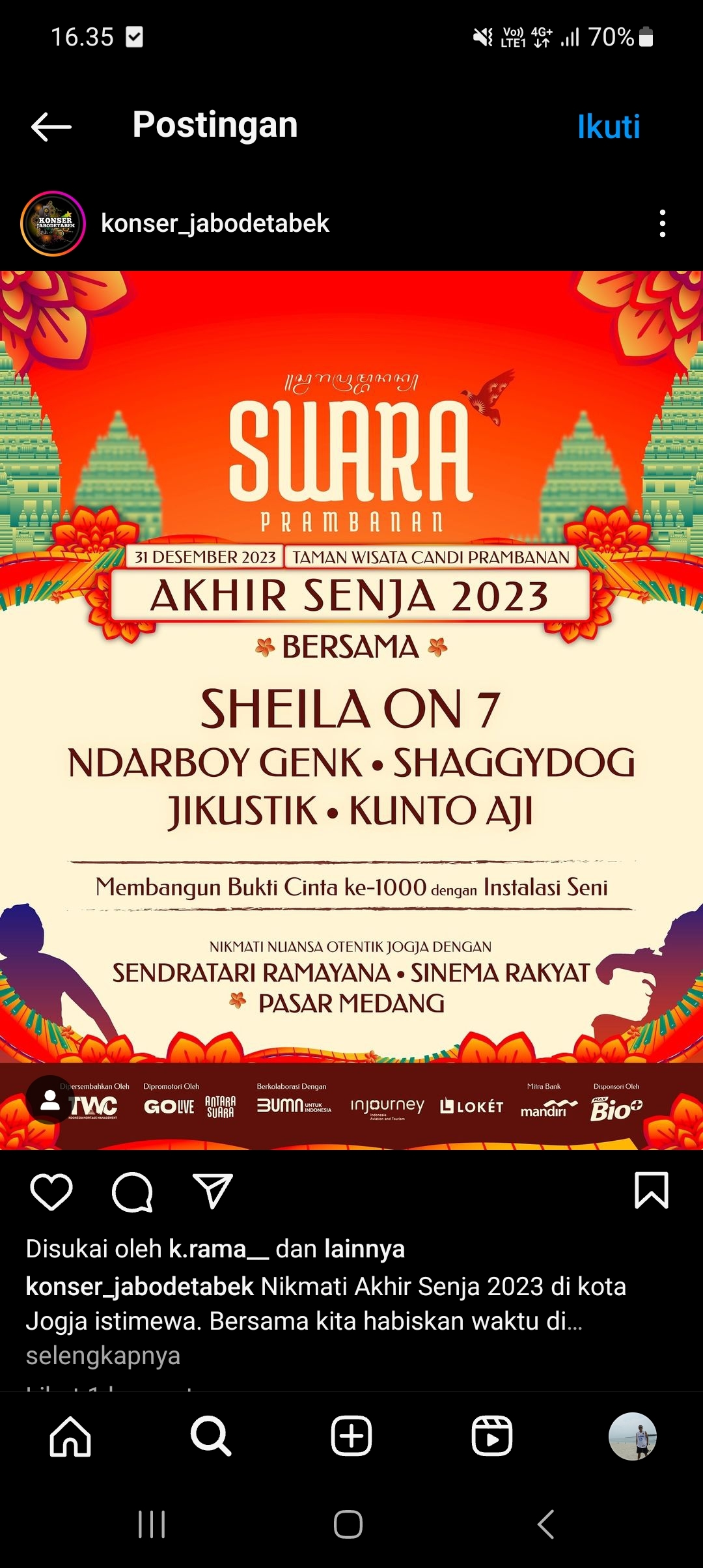 Tiket Konser Musik Malam Tahun Baru di Prambanan Sudah Mulai Dijual, Segini Harganya! Ada Sheila On 7, Ndarboy Genk, Jikustik hingga Kunto Aji