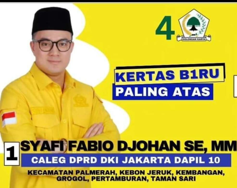 Profil Syafi Fabio Djohan, Caleg Golkar untuk DPRD DKI Jakarta Dapil 10, Siap Tingkatkan Ekonomi Kreatif dan Perjuangkan Hak Masyarakat Kecil