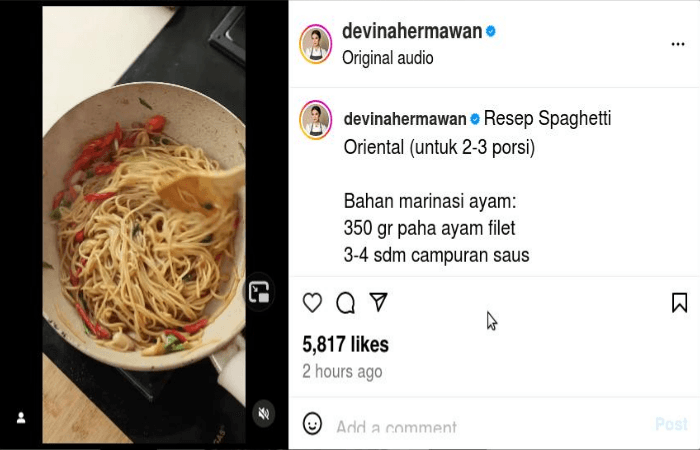Resep Spageti Oriental dari Chef Devina, Cocok Jadi Menu Rayakan Imlek Bersama Keluarga
