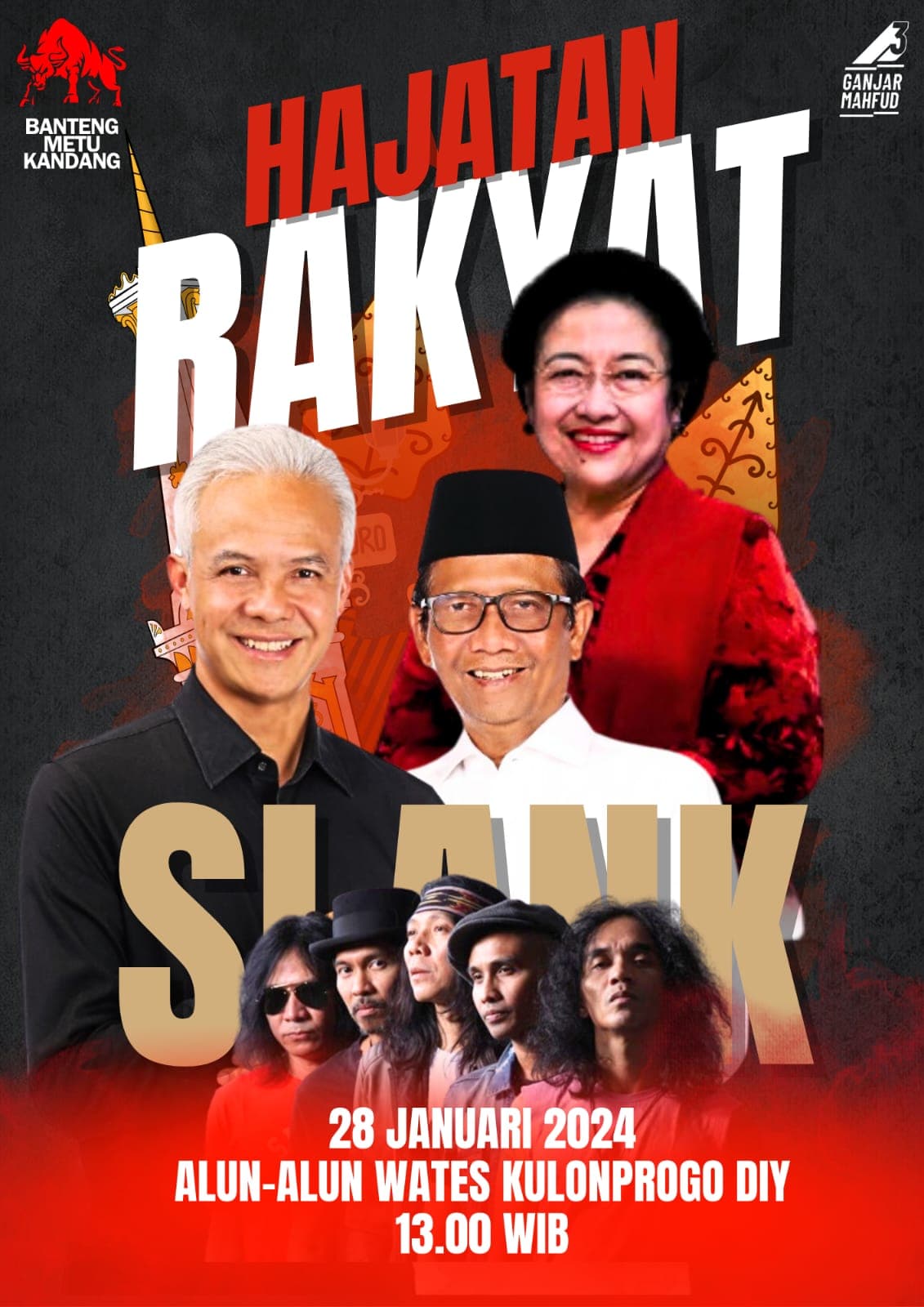 Slankers Jogja Merapat! Ada Konser Gratis Slank di Alun-alun Wates pada Minggu Akhir Pekan ini, Hajatan Rakyat Ganjar - Mahfud