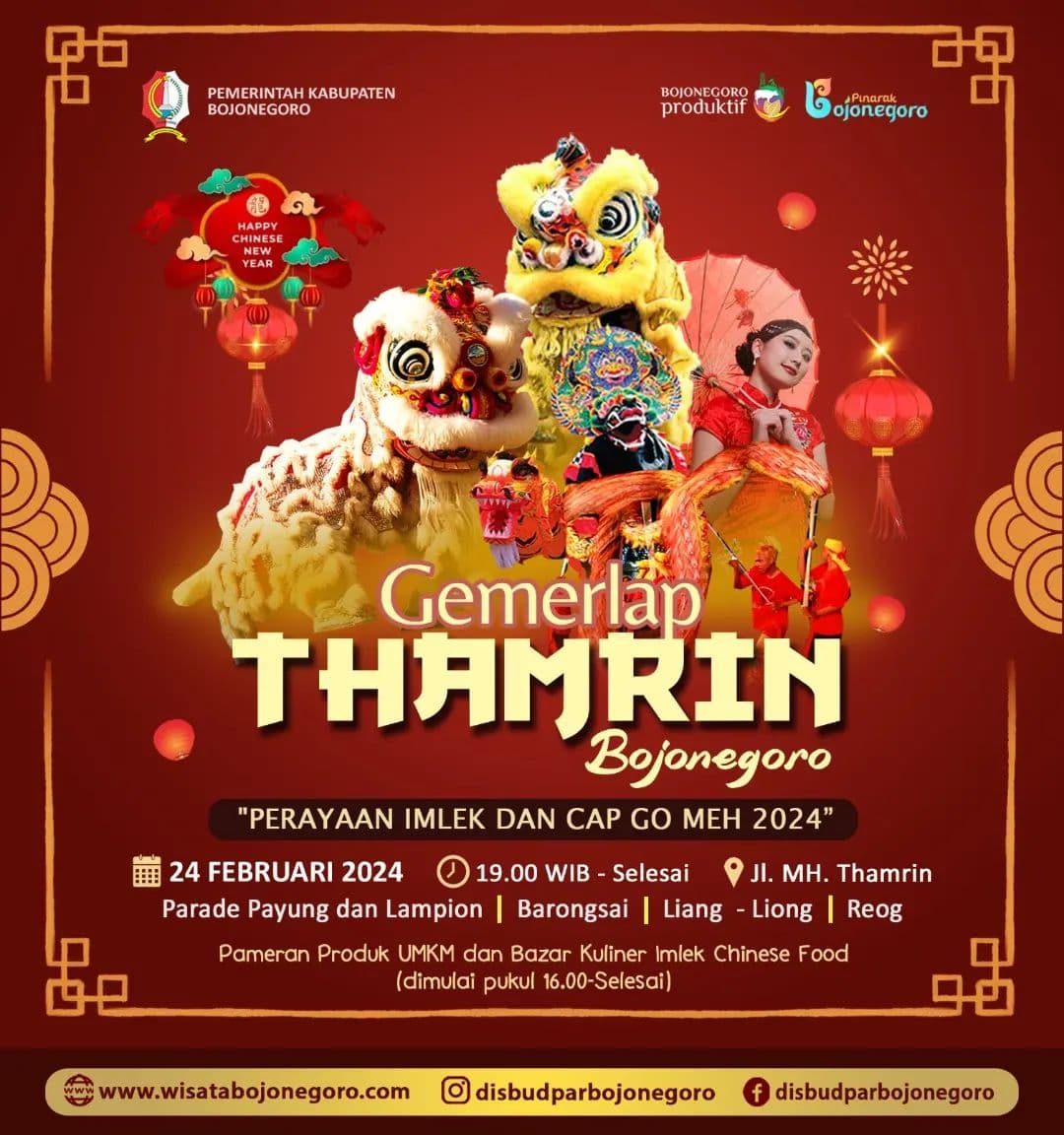 Warga Jatim Merapat! Gemerlap Thamrin Bojonegoro Digelar Sabtu Depan, Ada Parade Lampion hingga Bazar Kuliner Imlek, Di Sini Lokasinya