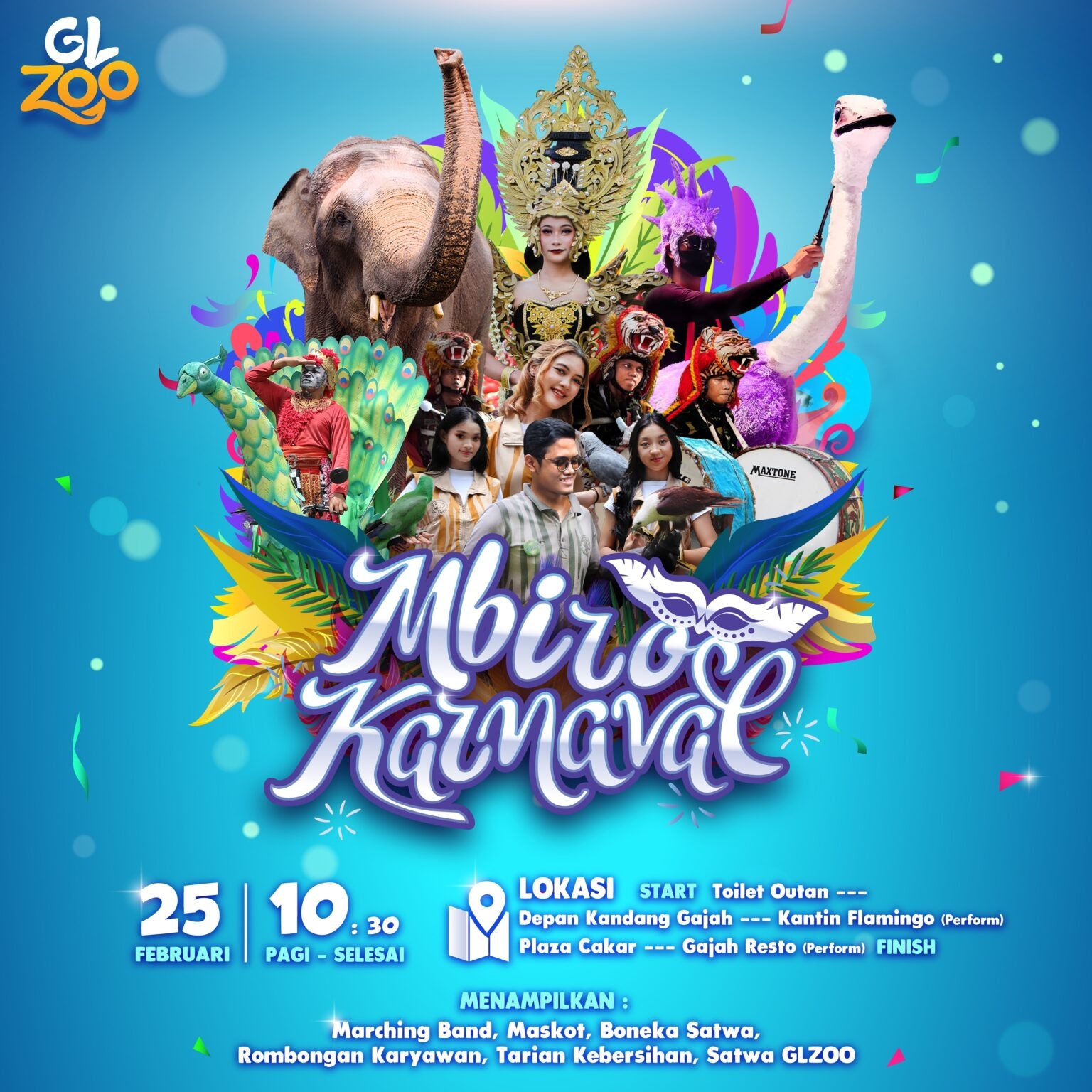 Halo Warga Jogja! Ada Mbiro Karnaval di Gembira Loka Zoo Pada Minggu 25 Februari 2024 Akhir Pekan Ini, Gratis! Cukup Beli Tiket Masuk Kebun Binatang