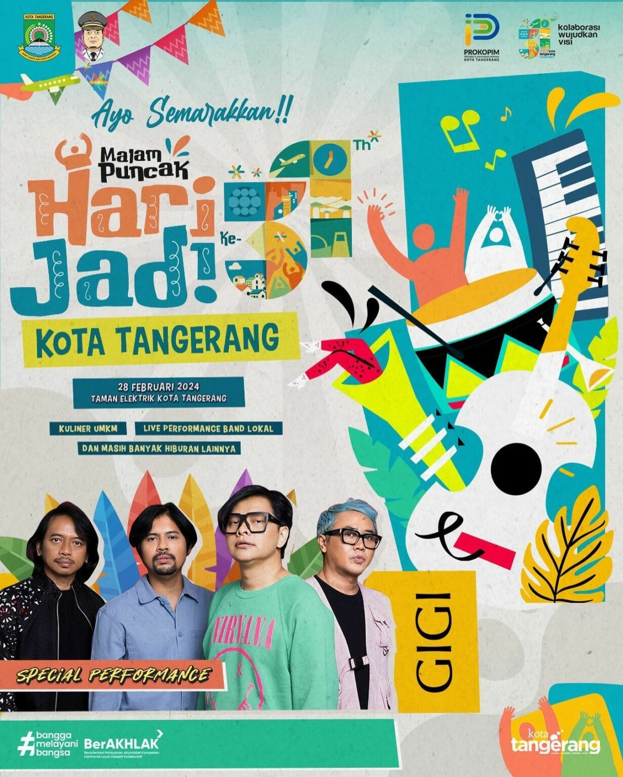 Gratis! Tiga Hari Lagi Ada Konser GIGI di Malam Puncak HUT ke-31 Kota Tangerang, Simak Lokasinya di Sini