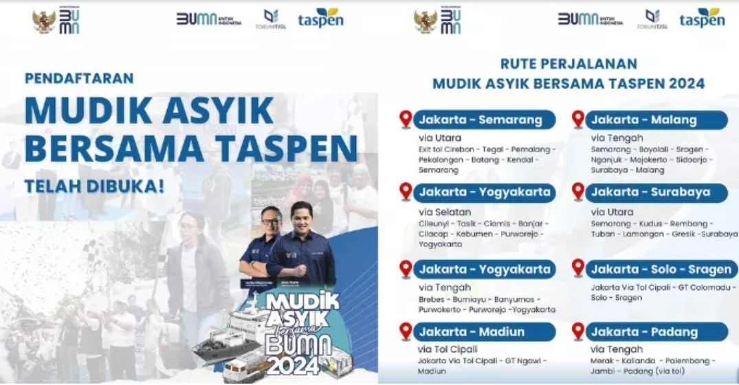 PT Taspen Gelar Mudik Gratis, Berikut Syarat Pendaftaran, Kuota, Rute, dan Jadwalnya