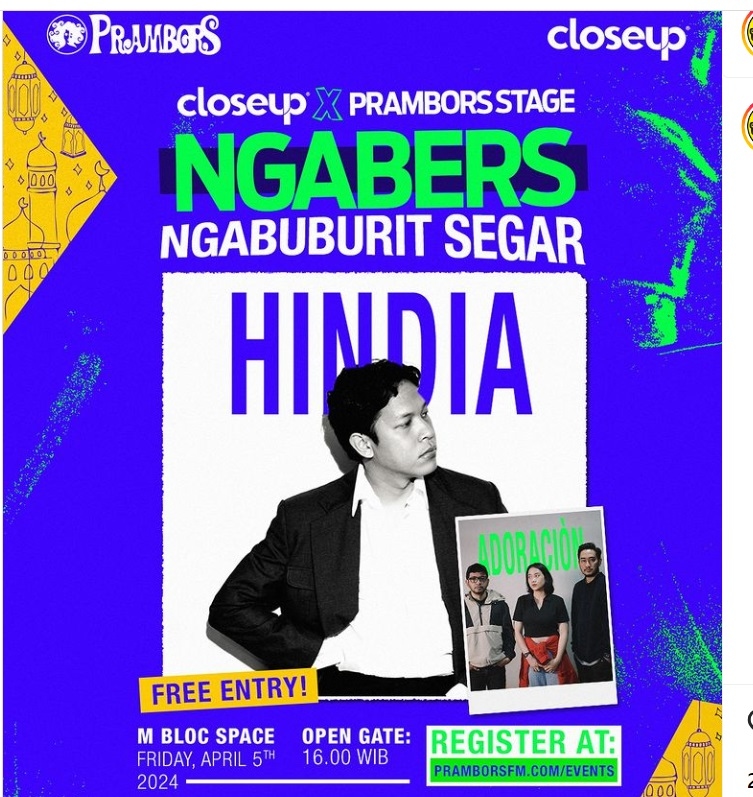 GRATIS! Ngabuburit Segar Bersama Hindia dan Adoracion di M Bloc Space Jaksel pada Jumat, 5 April 2024. 100 Pendaftar Duluan Dapet Paket Makanan