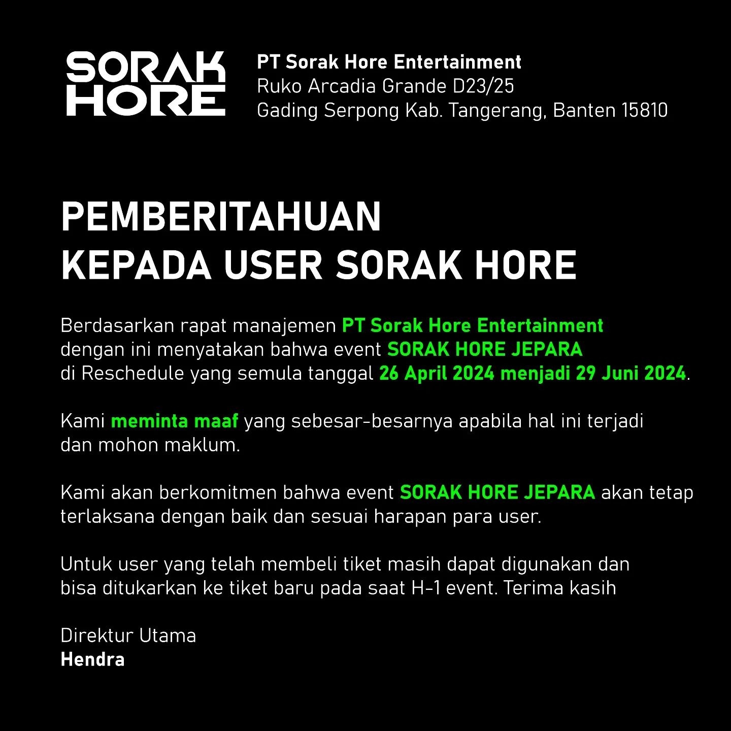 SORAK HORE FEST DI JEPARA: Festival Musik yang Hadirkan Gildcoustic, Guyon Waton dan Tipe-X Diundur hingga Juni 2024, Simak Penjelasannya