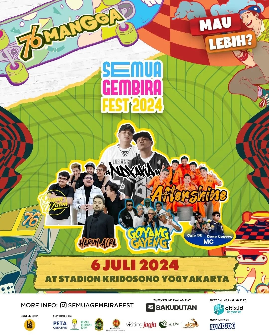 AYO, SEMUA GEMBIRA! Bersama Guyon Waton, NDX AKA hingga Goyang Gayeng di Stadion Kridosono Jogja, Catat Tanggalnya