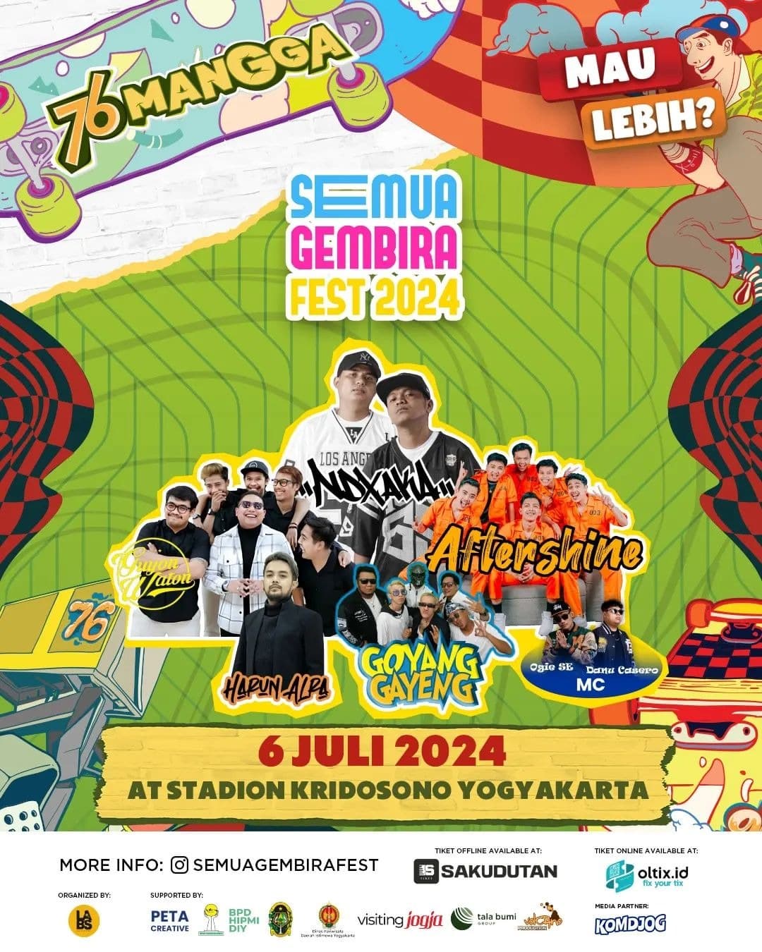 AYO, SEMUA GEMBIRA! Bersama Guyon Waton, NDX AKA hingga Goyang Gayeng di Stadion Kridosono Jogja, Catat Tanggalnya