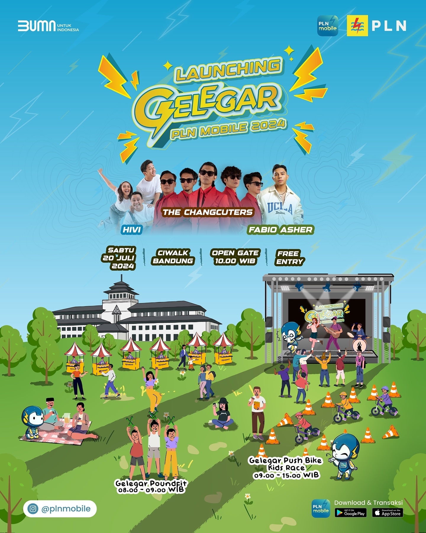 KONSER GRATIS: The Changcuters, Fabio Asher dan HIVI Bakal Manggung di Ciwalk Bandung pada Acara Launching Gelegar PLN Mobile 2024, Catat Tanggalnya!