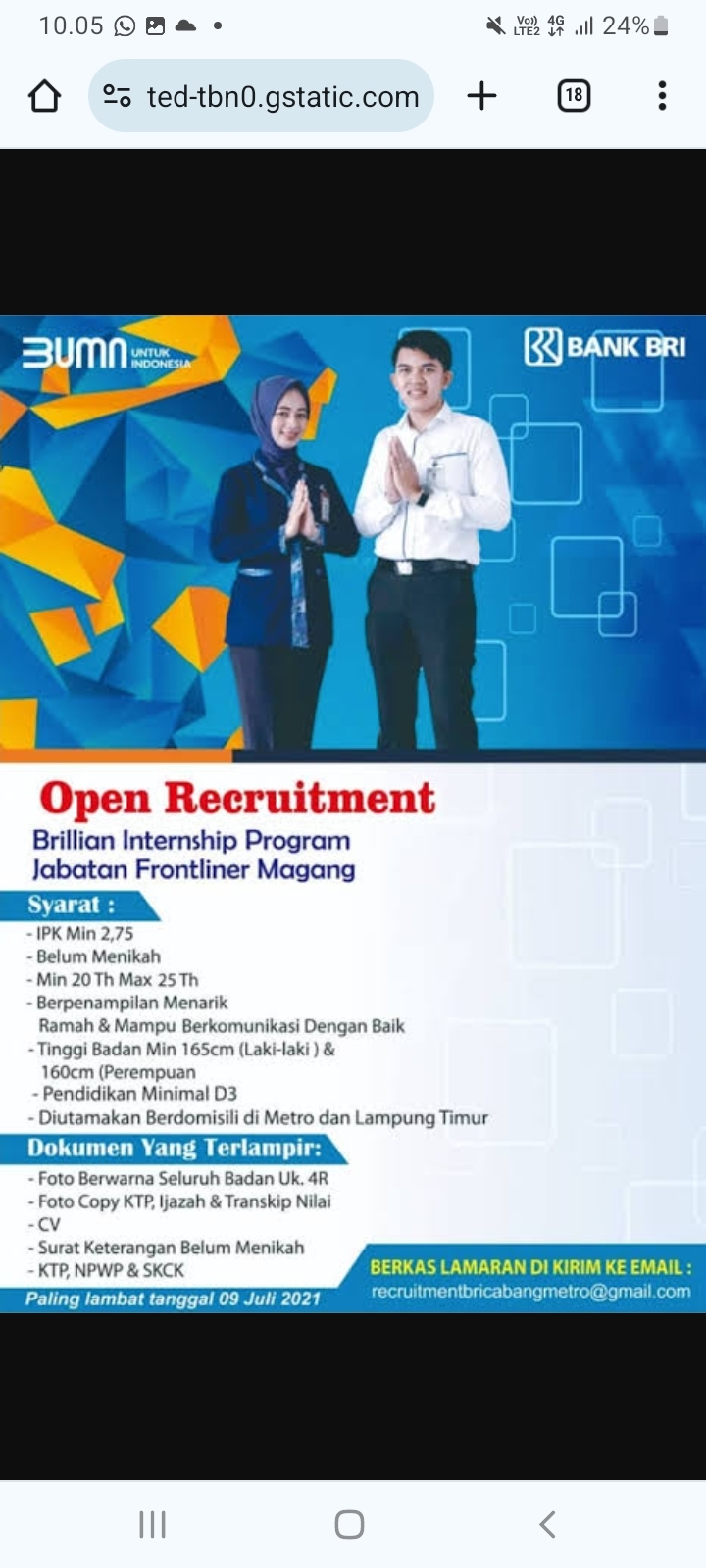 Lowongan Kerja BUMN di Bank BRI, Berikut Posisi yang Dibuka, Buruan Catat Batas Waktu Pendaftaran 14 Juli 2024