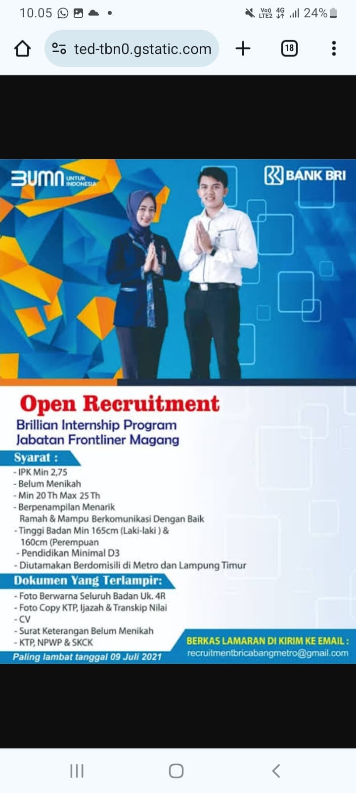 Lowongan Kerja BUMN di Bank BRI, Berikut Posisi yang Dibuka, Buruan Catat Batas Waktu Pendaftaran 14 Juli 2024