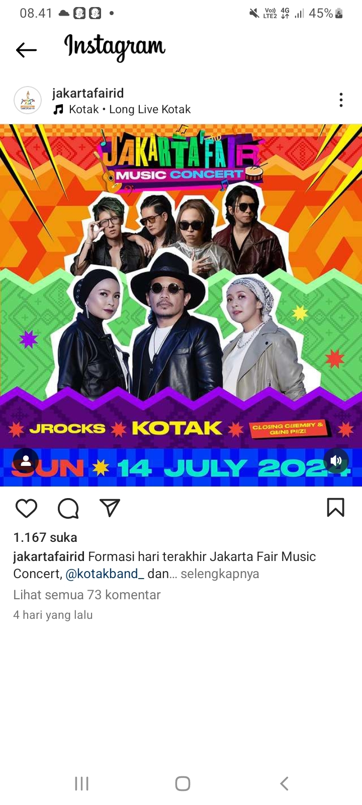 Malam Ini Terakhir Konser Jakarta Fair 2024, Tampil Kotak dan J-Rocks, Sayang Ditinggalkan Seru Bareng Akhir Pekan