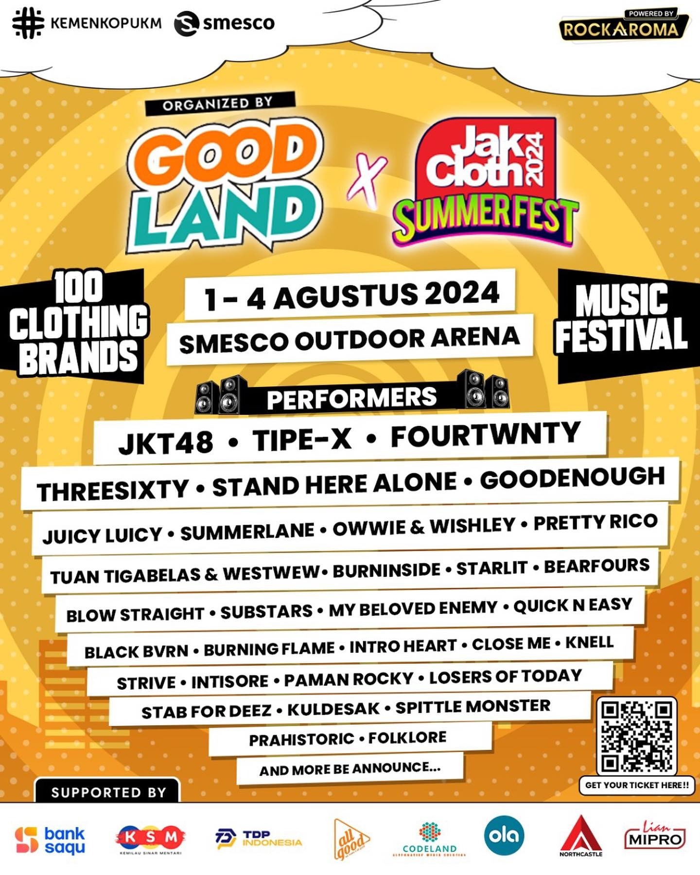 Tiketnya Hanya Rp 50 Ribu, Jakcloth Summer Festival 2024 di Smesco Jakarta Menghadirkan Lebih dari 30 Musisi dan 100 Brands, Catat Tanggalnya!