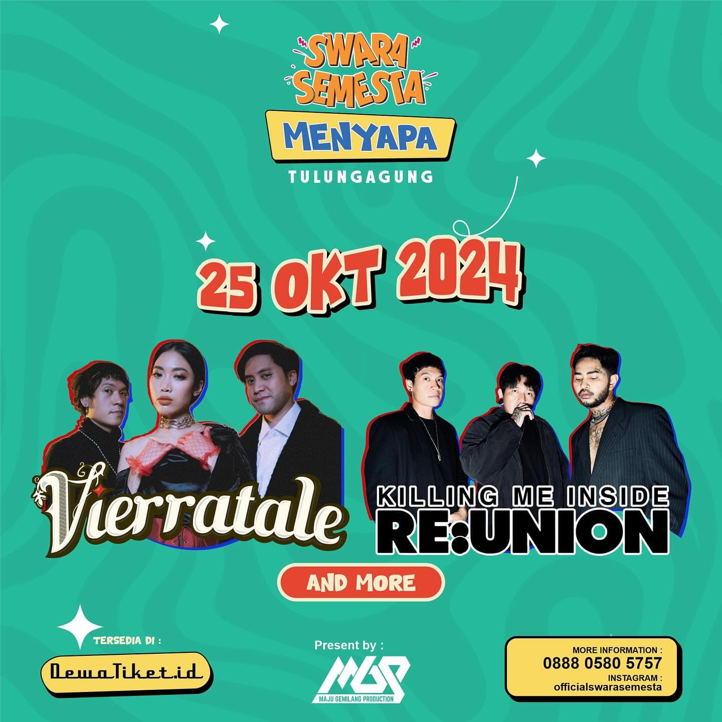 SIAP-SIAP! Konser Swara Semesta Menyapa Tulungagung Pada Oktober 2024, Menghadirkan Vierratale hingga Killing Me Inside, Beli Tiketnya dari Sekarang
