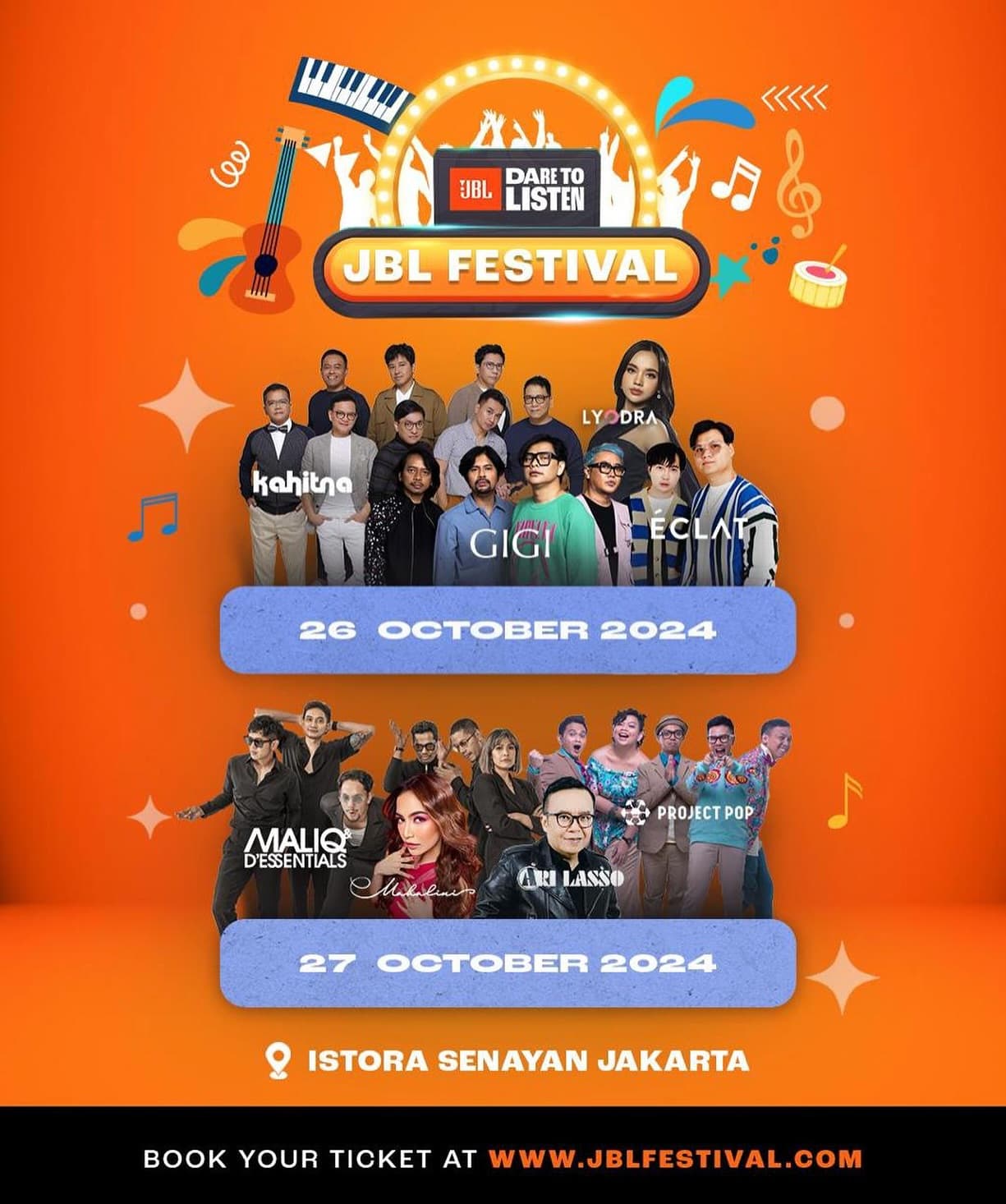 CATAT! JBL Festival 2024 di Istora Senayan Jakarta Menghadirkan Gigi, Lyodra, Ari Lasso hingga Mahalini, Segini Harga Tiketnya