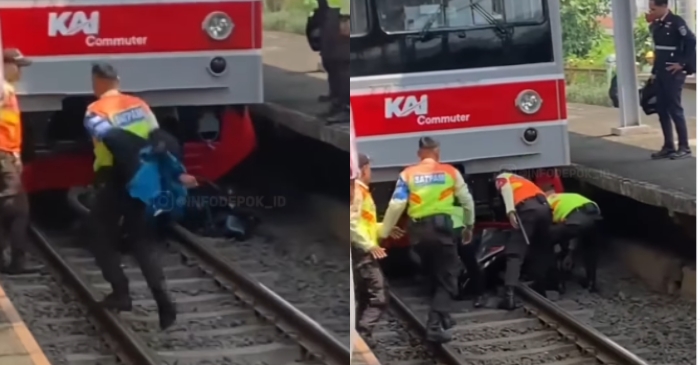 Viral Video Seorang Pengendara Sepeda Motor Tewas Tertabrak KRL arah Bojong Gede ke Citayam, KAI: Pengguna Jalan Dihimbau Selalu Disiplin