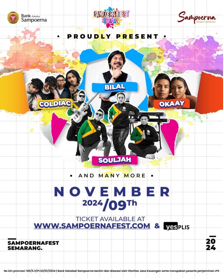 CATAT! Sampoerna Fest 2024 Bakal Digelar di Semarang Awal November 2024, Menghadirkan Souljah, Coldiac hingga Okaay Bilal, Segini Harga Tiketnya