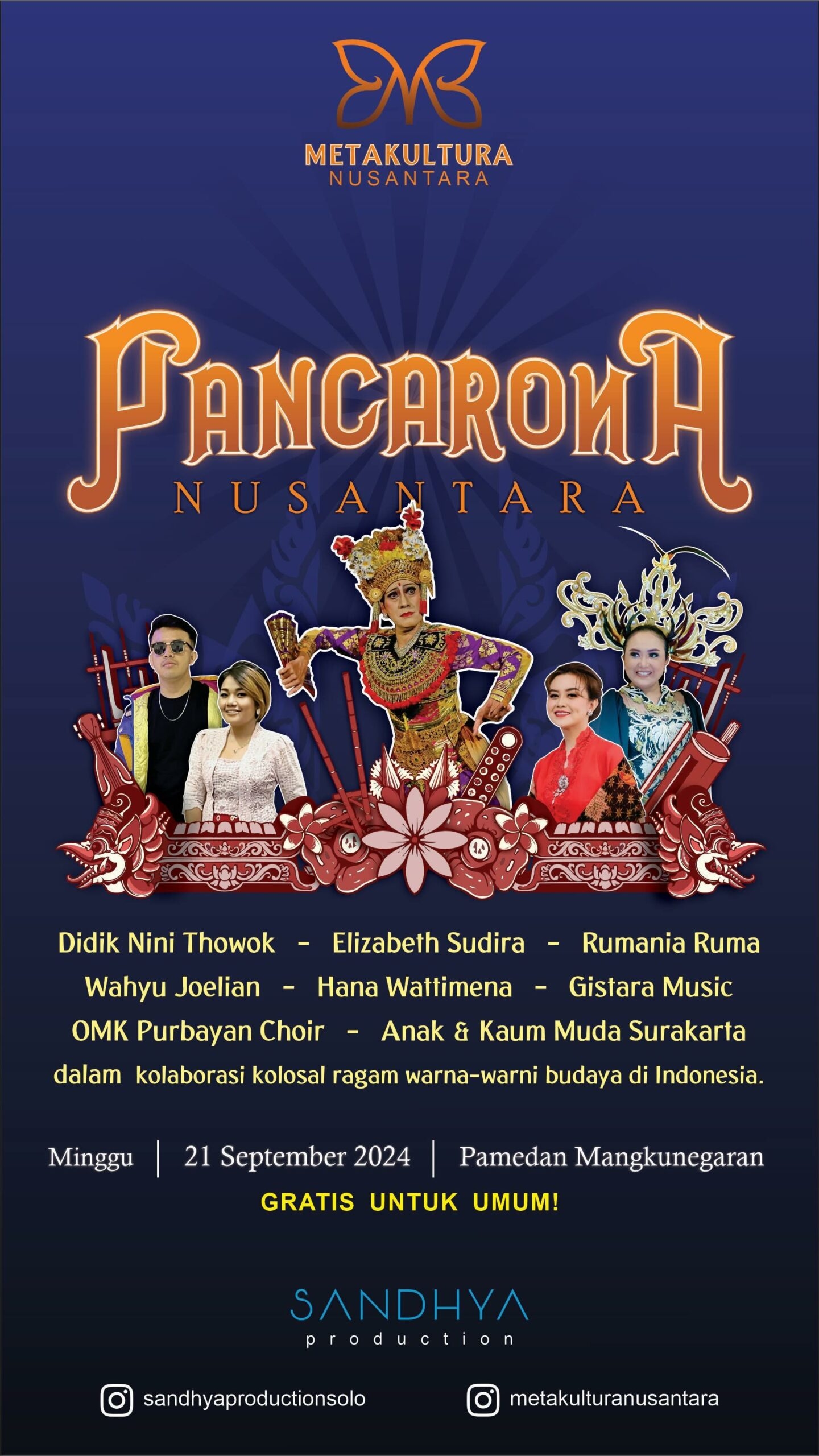 PANCARONA NUSANTARA: Hiburan Gratis di Pamedan Mangkunegaran Solo pada Malam Minggu Akhir Pekan ini, Penggabungan Tari, Musik hingga Teater