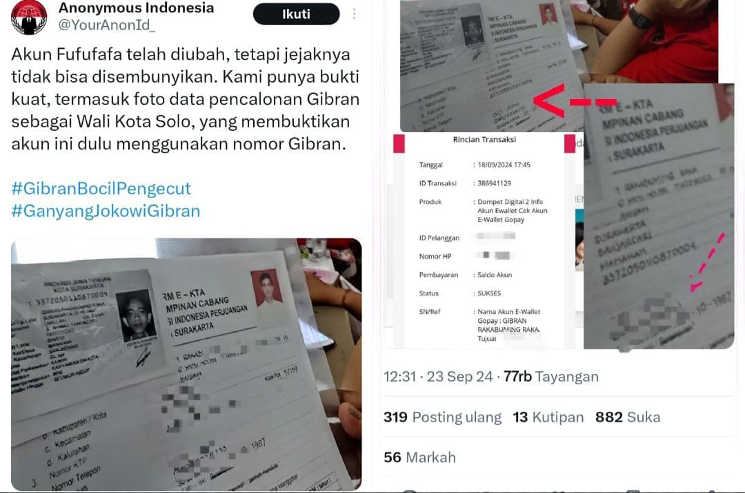 Netizen Kembali Cocokan Akun Kaskus Fufufafa Diduga Milik Gibran, No HP Saat Daftar Pilwalkot Solo 2020 Disebut Sama Persis