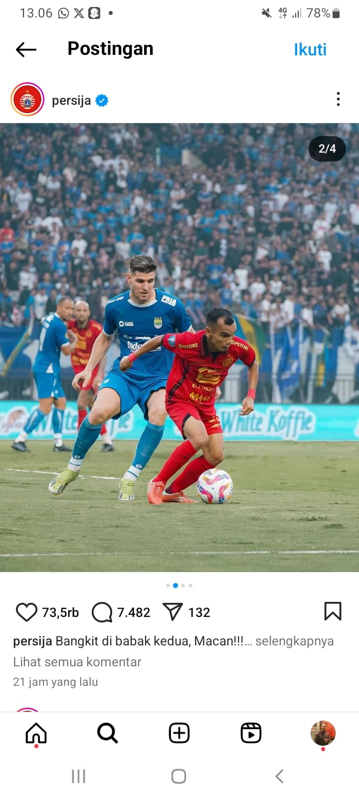 Ini Biang Kerok Kelelahan Pesija 0-2 Atas Persib, Merosot di Posisi ke 8 Klasemen