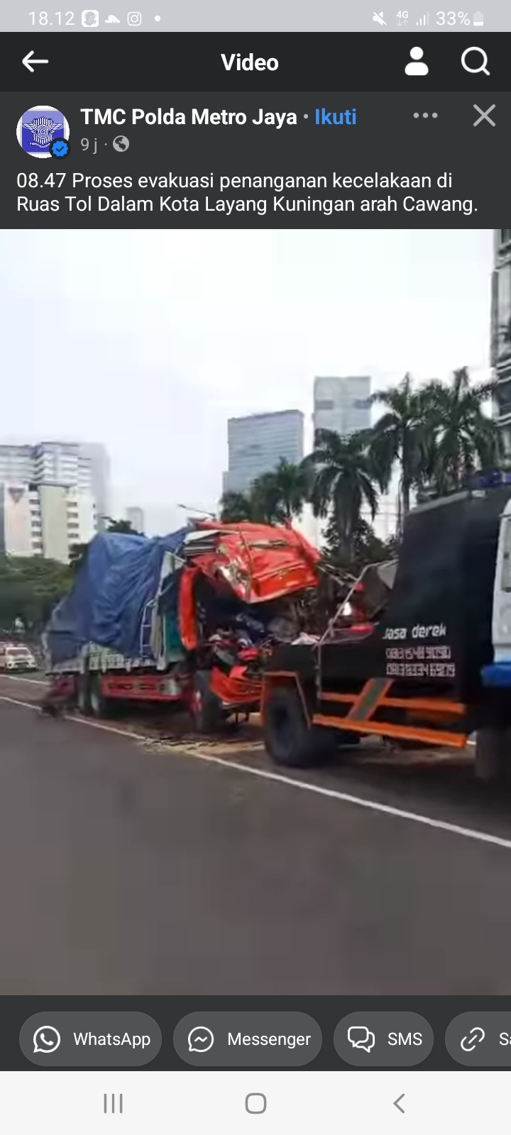 Kecelakaan Maut Truk Tak Kuat Nanjak Mundur Tabrak Truk di Tol Dalam Kota Jakarta, Sopir Tewas Terjepit