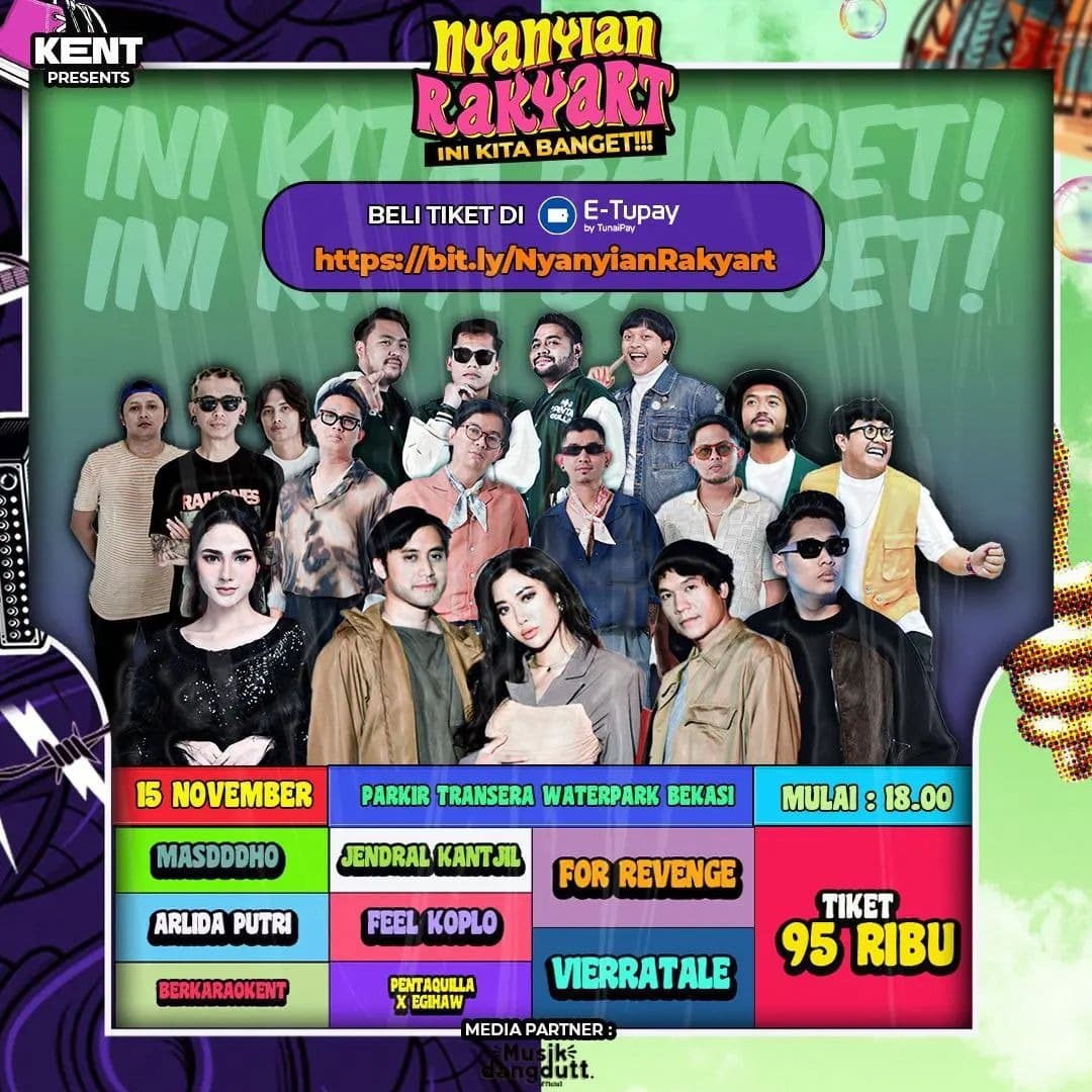 Harga Tiket Cuma Rp 95 Ribu, NYANYIAN RAKYART Siap Goyang Bekasi pada 15 November, Ada Masddho, Arlida Putri, Feel Koplo hingga Vierratale, Cek Lokasi