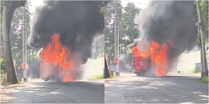 HEBOH! Viral Video Bus Trans Semarang Hangus Terbakar di Jalan, Tidak Ada Korban Jiwa