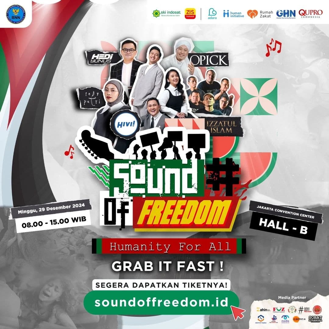Sound of Freedom: Konser Musik untuk Kemanusiaan di JCC Senayan Akhir Tahun Ini, Menampilkan Opick, Feby Putri, Hivi! hingga Izzatul Islam