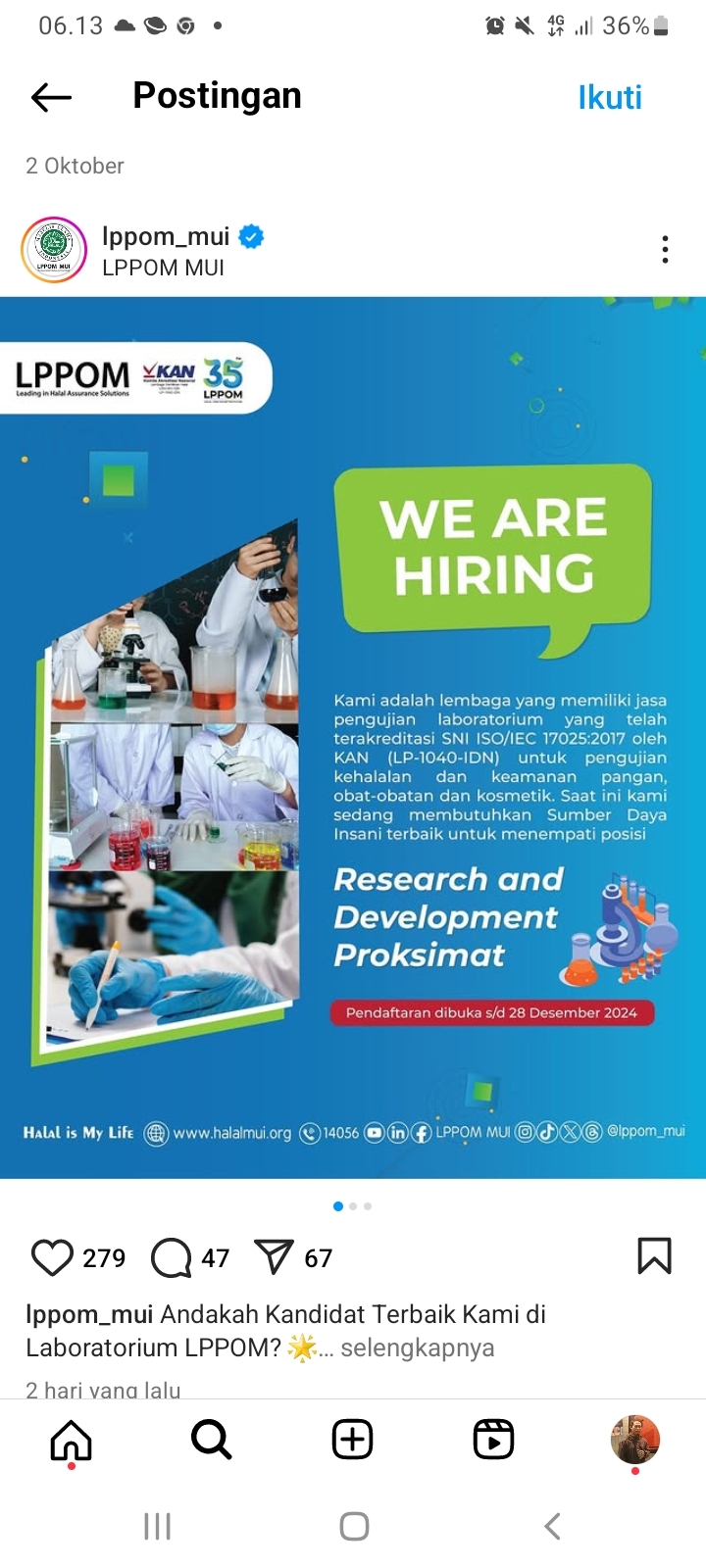 Lowongan Kerja LPPOM MUI, Simak Posisi, Lulusan dan Cara Daftarnya di Sini