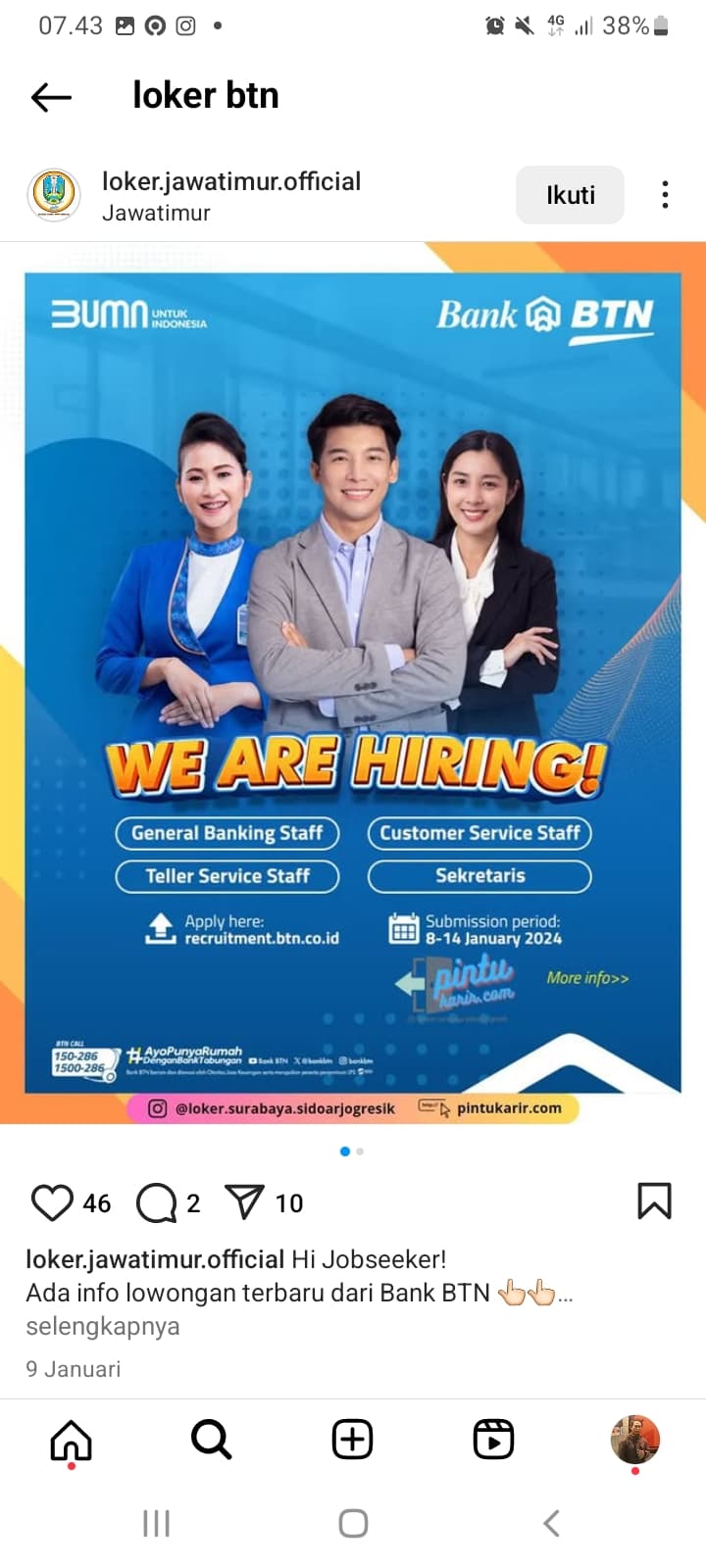 Lowongan Kerja BUMN Penempatan Jakarta, BTN Buka untuk 2 Posisi Ini, Simak Syarat dan Caranya di Sini