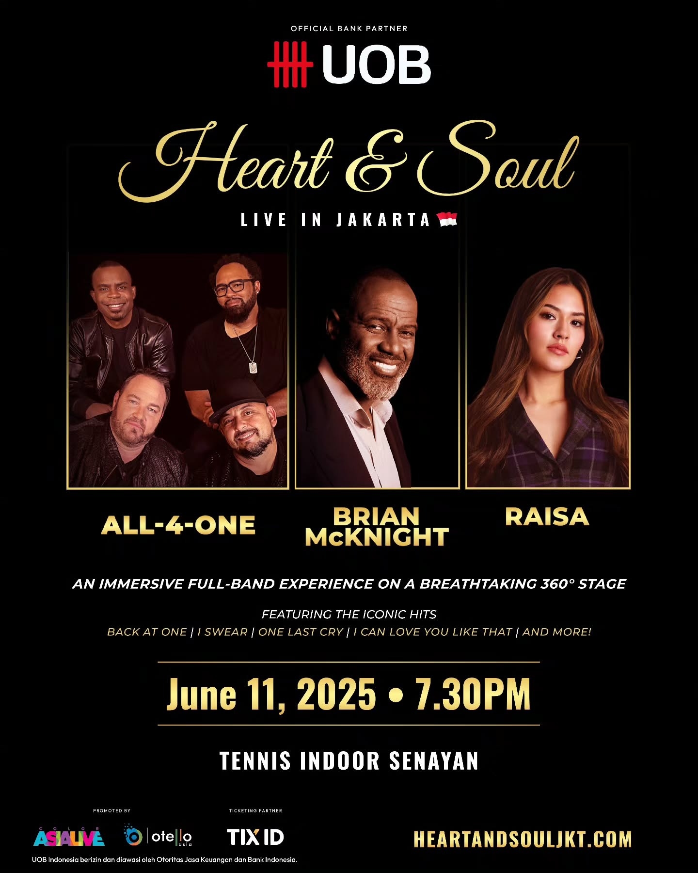 Kolaborasi All 4 One, Brian McKnight, dan Raisa Bakal Konser di Jakarta di Atas Panggung 360 Derajat, Catat Tanggal dan Lokasinya!