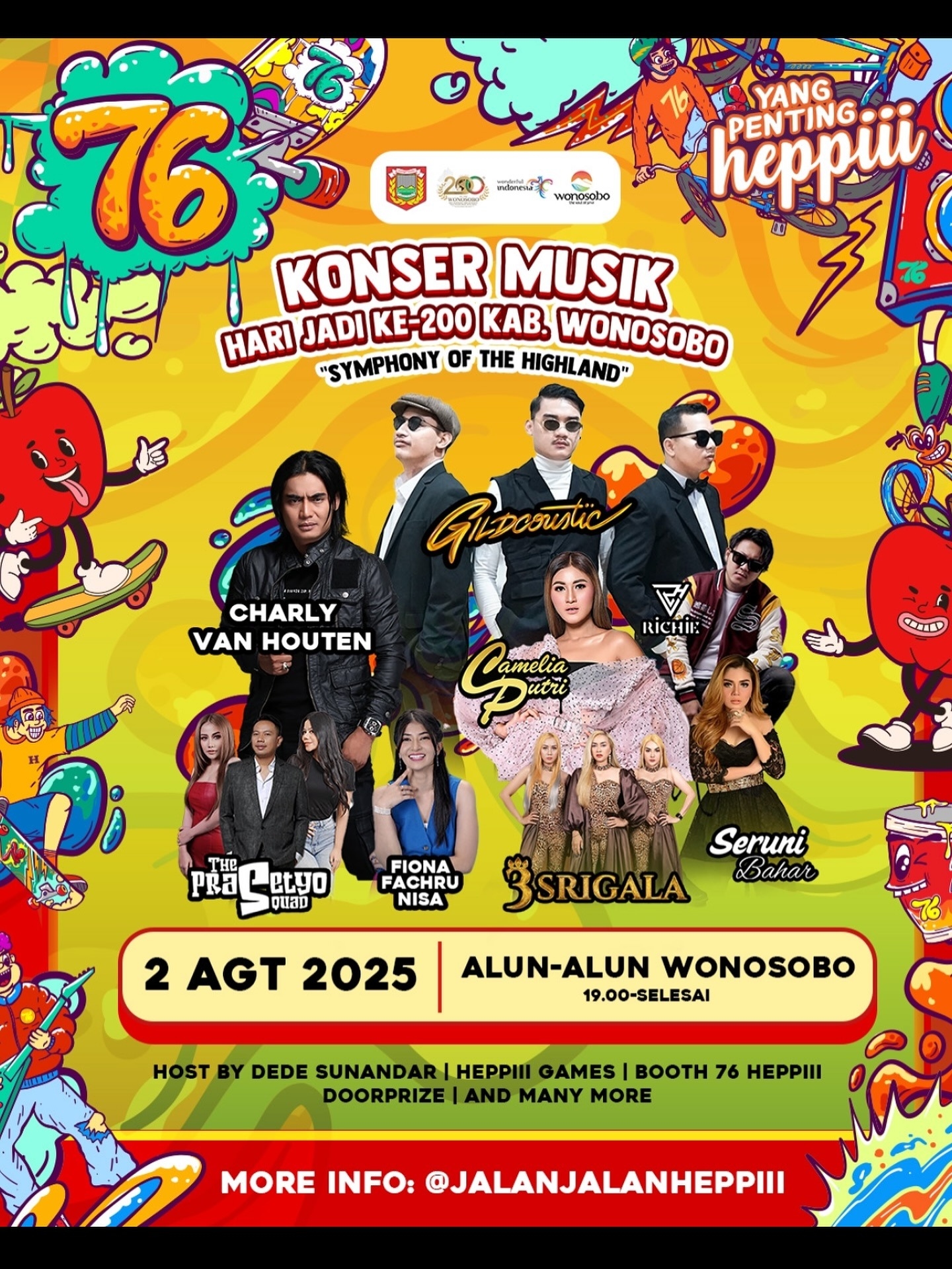 Konser Gratis di Alun-alun Wonosobo Sabtu Besok! Ada Gildcoustic, Charly Van Houten hingga 3 Srigala, Cek Waktunya