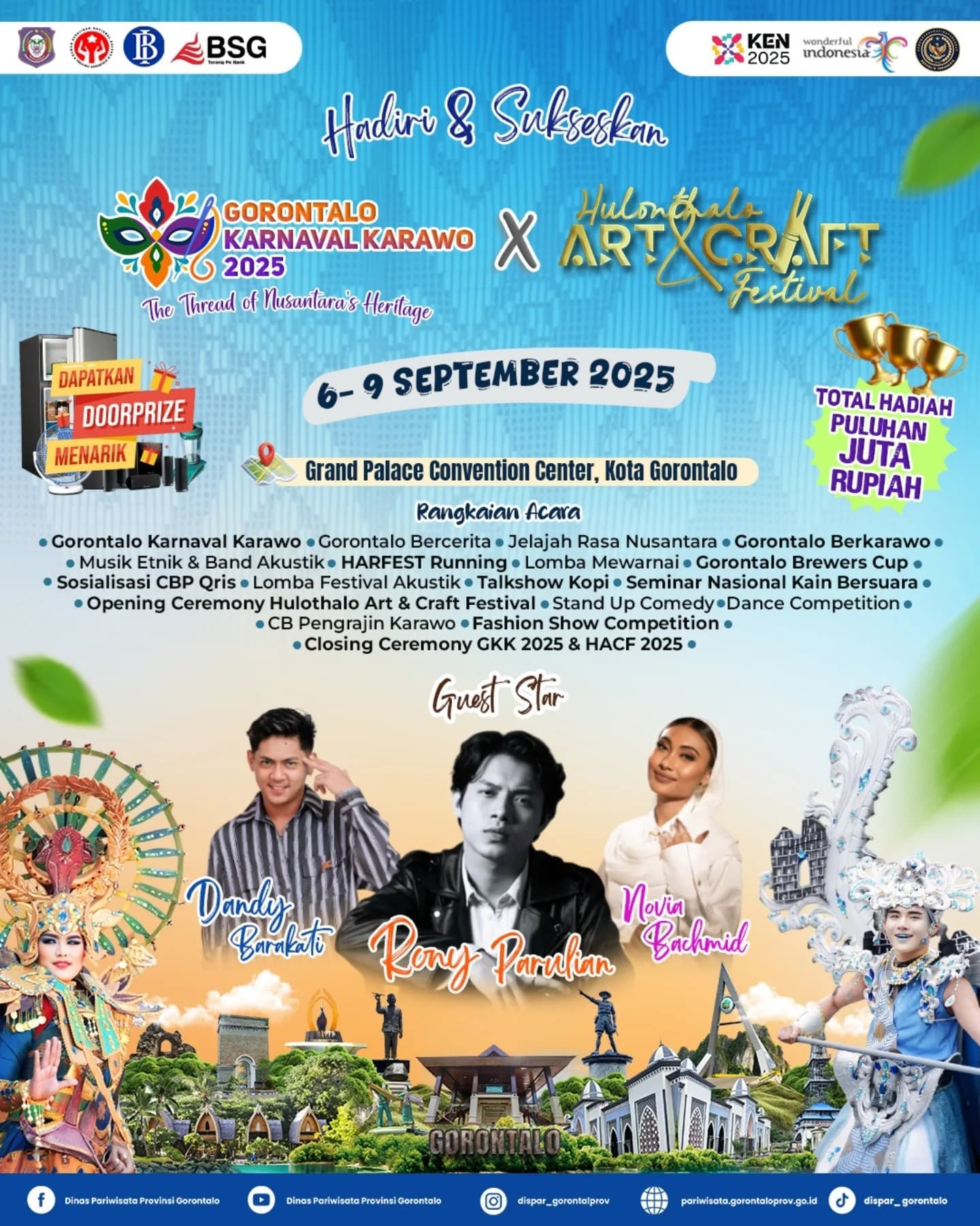 Rony Parulian, Novia Bachmid dan Dandy Barakati Siap Meriahkan Gorontalo Karnaval Karawo 2025, Cek Tanggal dan Rangkaian Acaranya!