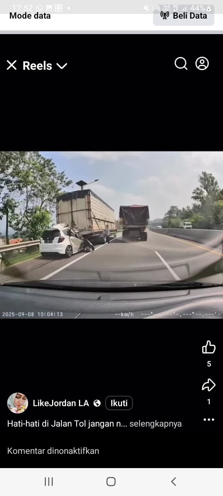 Kecelakaan Maut di Tol Cipularang, Honda Jazz Tabrak Pantat Truk, Dua Orang Tewas