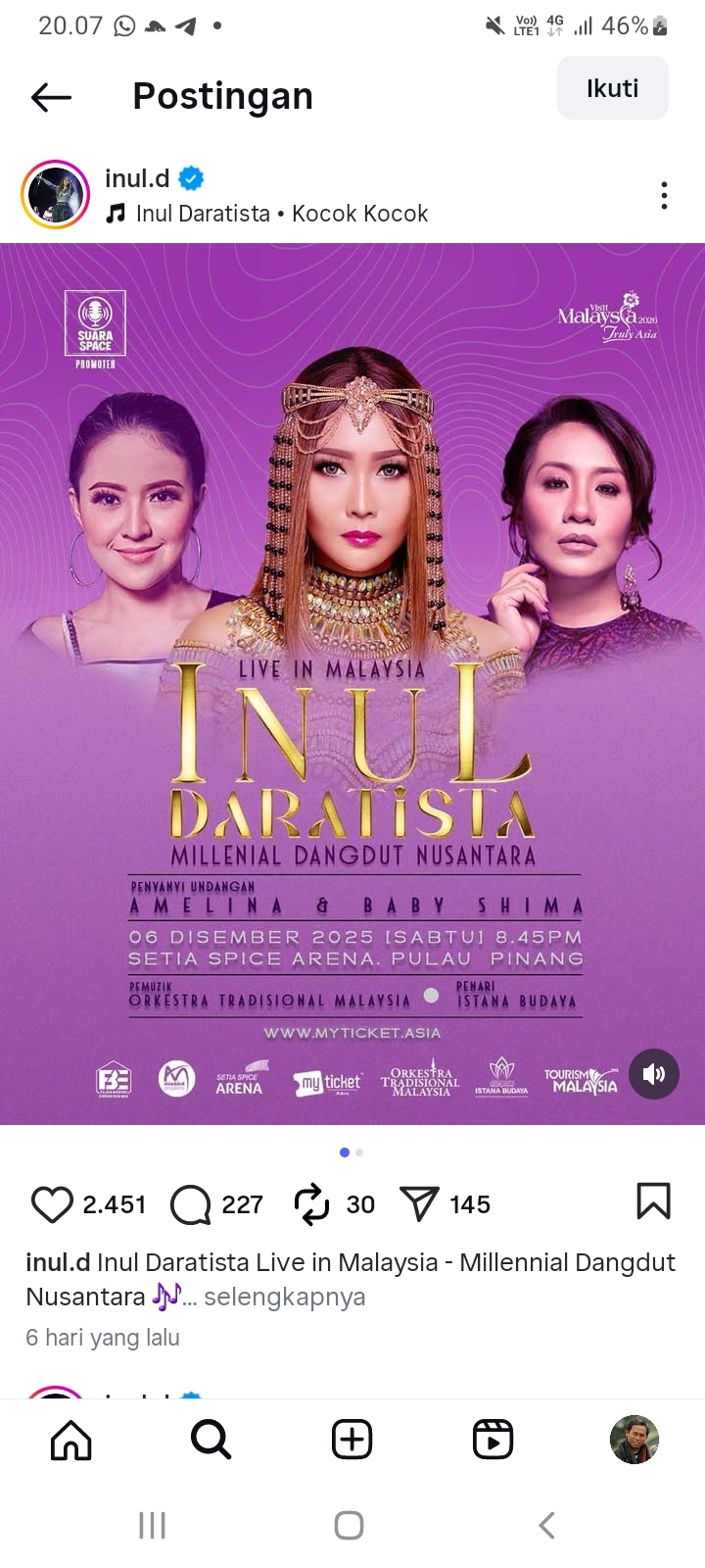 Inul Daratista Gelar Konser di Pulau Pinang Malaysia Setelah 20 Tahun Absen, Akhir Tahun Ini